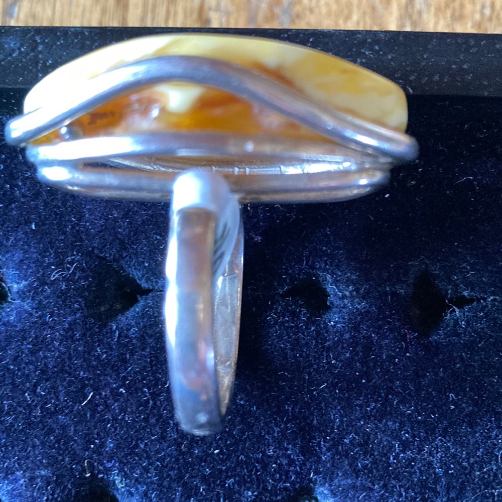 Amber Silver Ring - image 2